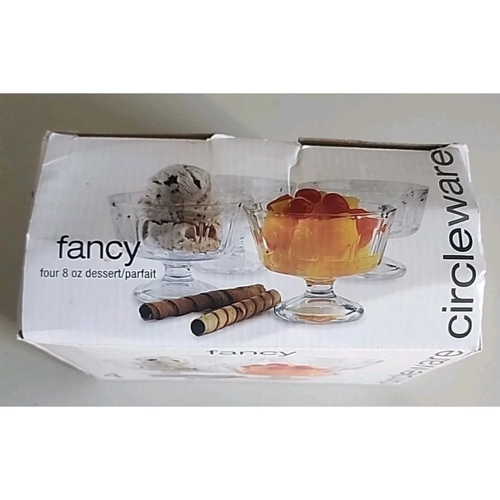 Circleware Eight 8 oz Dessert Parfait Bowl Set Of 4 Glass New In Box